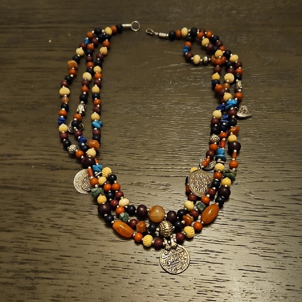 Multicolor Beaded Necklace with Silver Accents